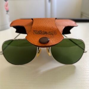 Vintage national aviator sunglasses with green lenses